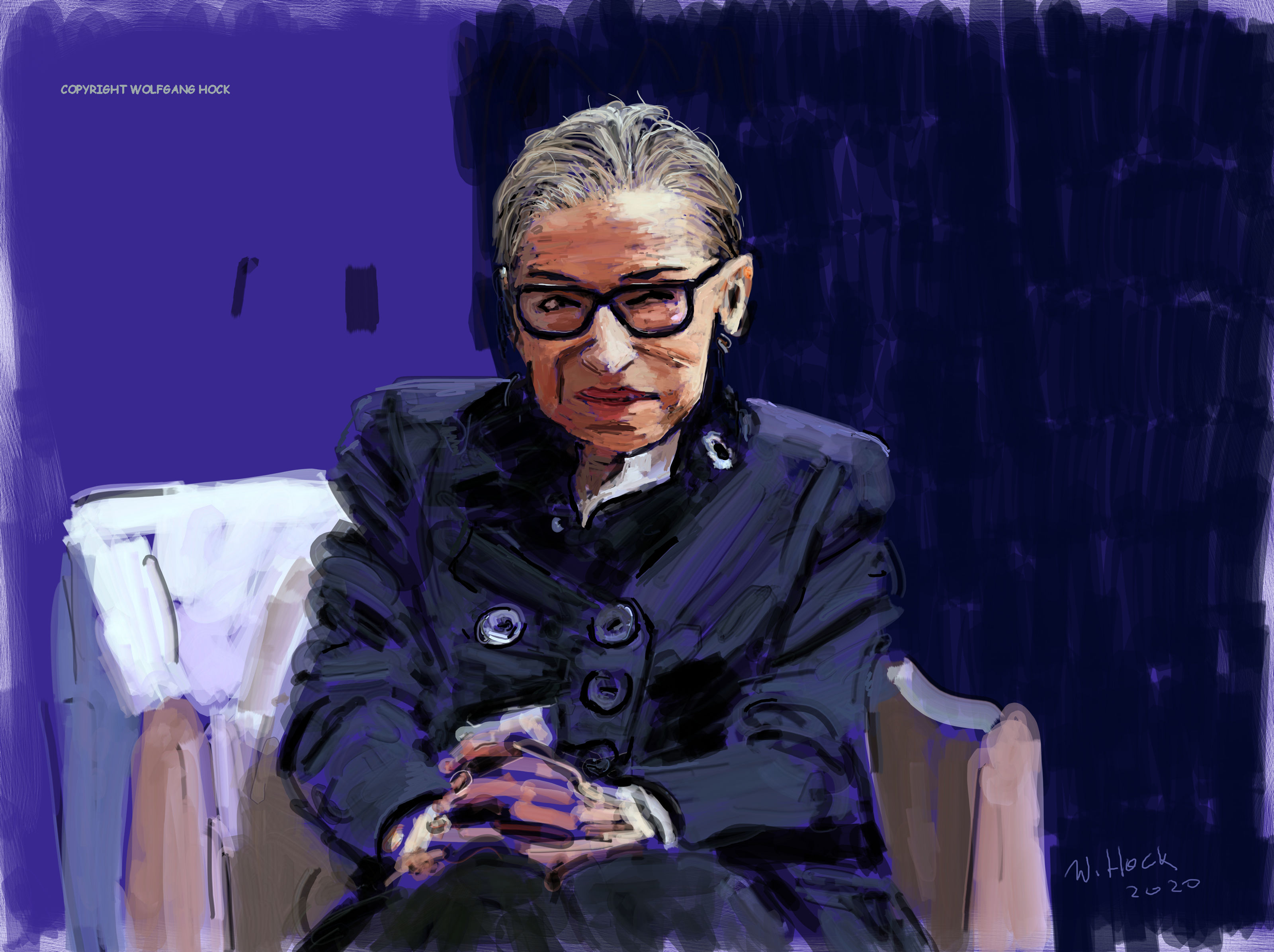 Hommage to Ruth Bader Ginsberg 2020   Handmade digital painting on canvas 135 x 100 cm (201 megapixels)